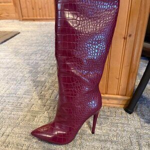 JLO by Jennifer Lopez Womens Adalynn Burgundy Fashion Boots Size 7 Medium